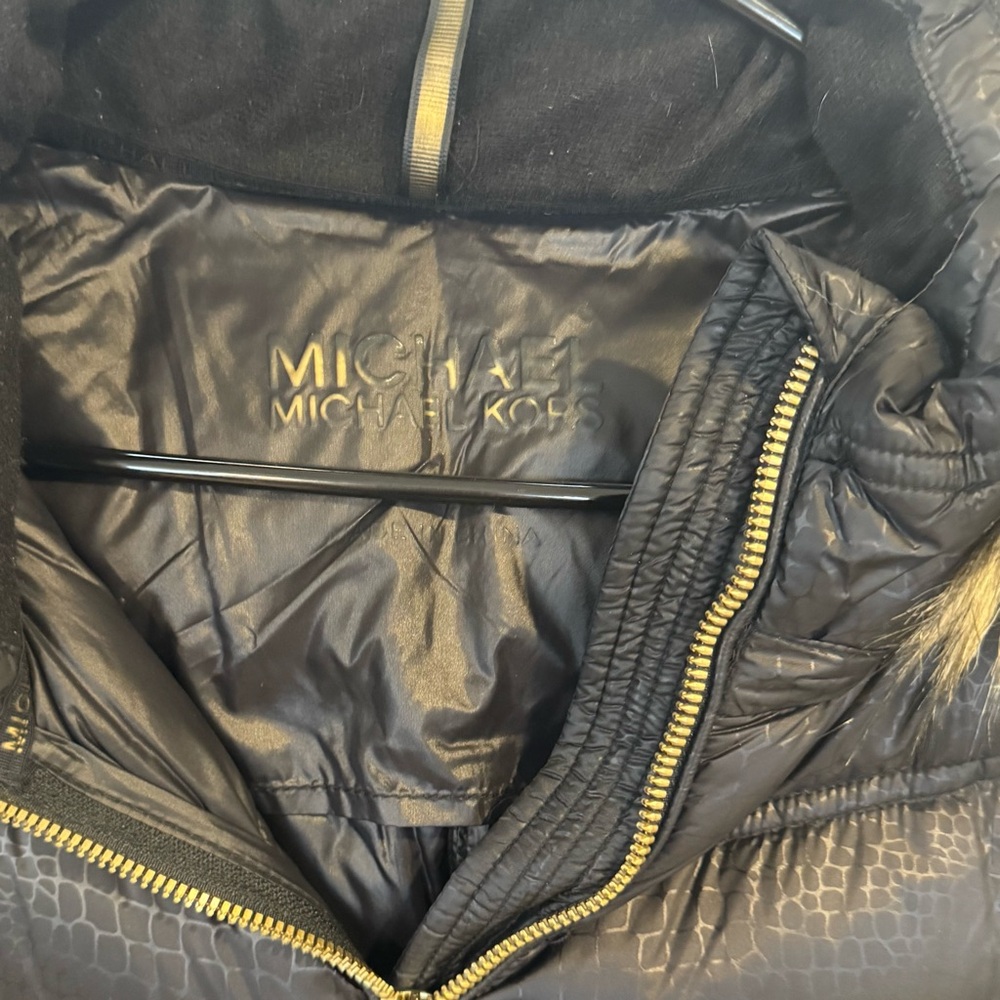 Michael Kors, black down puffer, parka fur lined hood coat jacket, XL - Picture 10 of 15